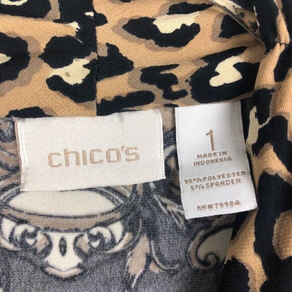 CHICO’S | Leopard Wrap Top 3/4 Sleeve Size 1 / M - Picture 4 of 10